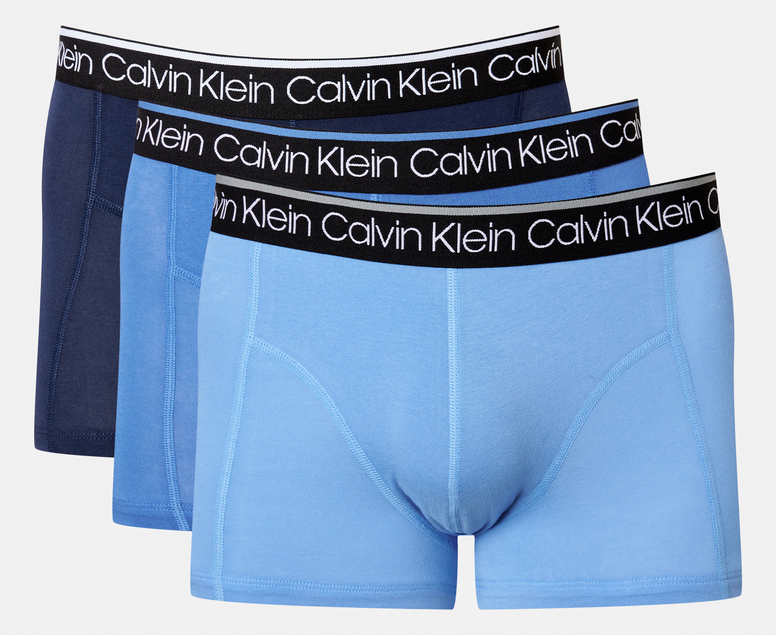 Calvin Klein Men's Cotton Stretch Trunks 3-Pack - Navy/Blue/Light Blue