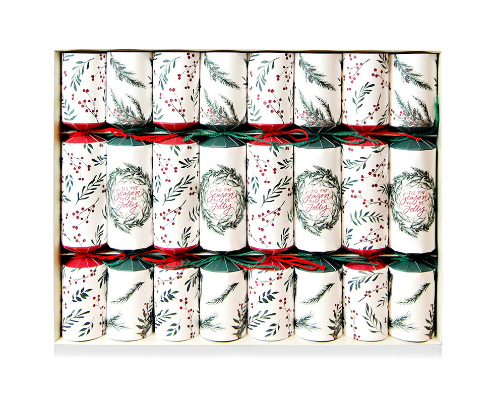 Greenery Garland Eco Christmas Crackers 8Pk