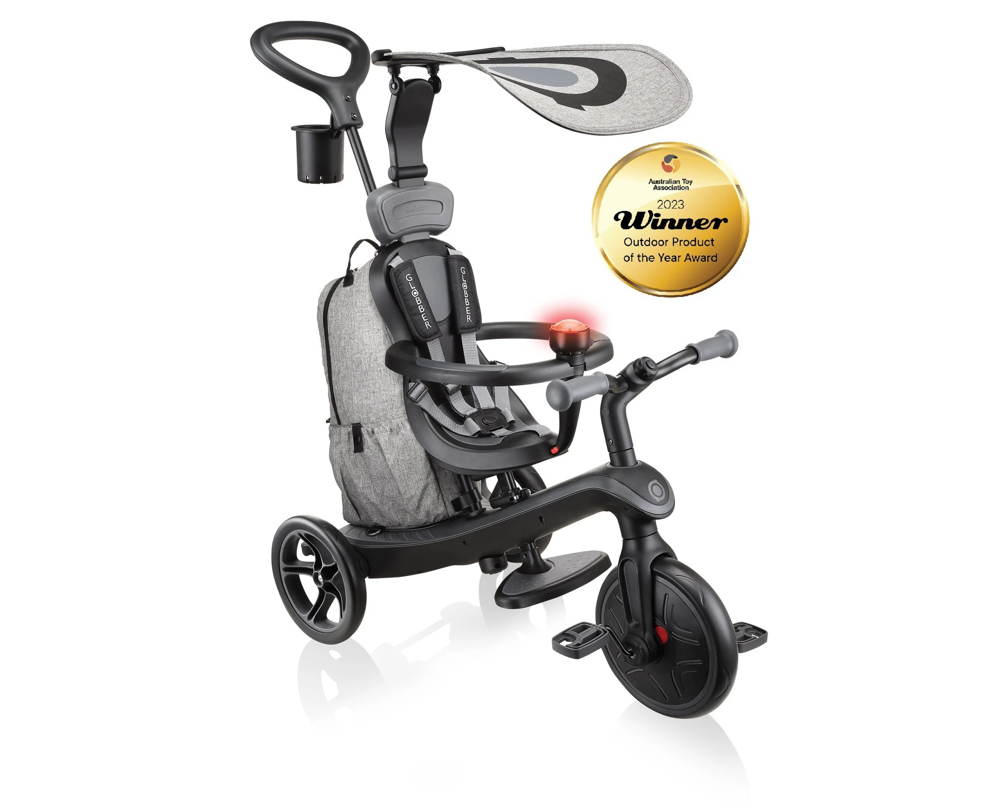 Globber EXPLORER Trike 4in1 DELUXE PLAY -Black/Grey