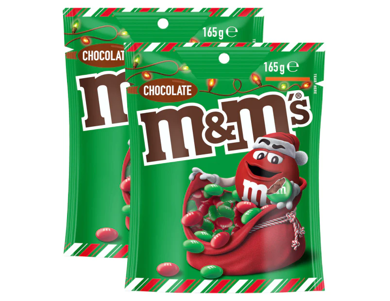 2 x M&M’s Milk Chocolate Red & Green Christmas Bag 165g