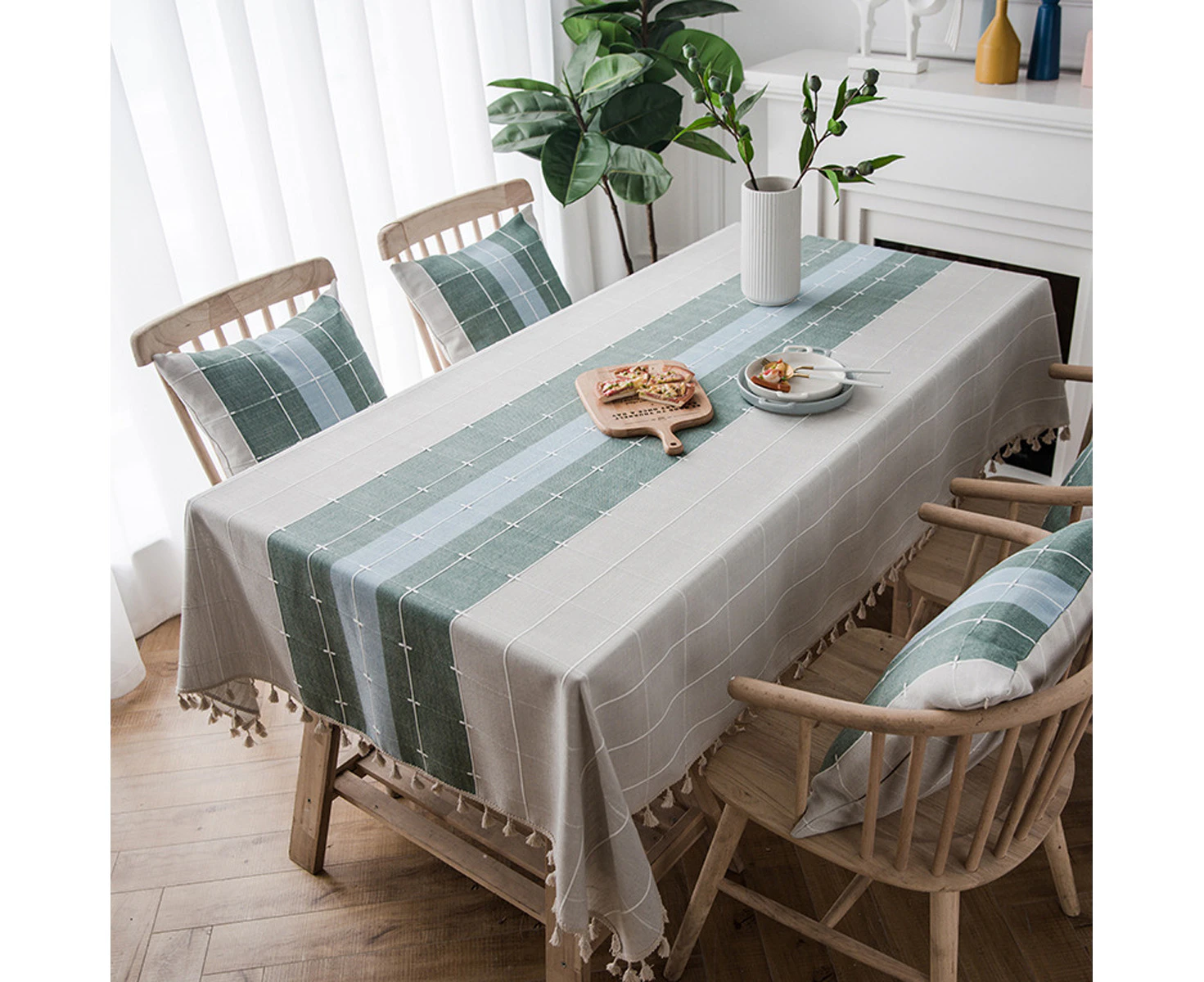 Rustic Cotton Linen Tablecloth Rectangle Table, Farmhouse Table Cloths Rectangular Table Cloth  140*200cm