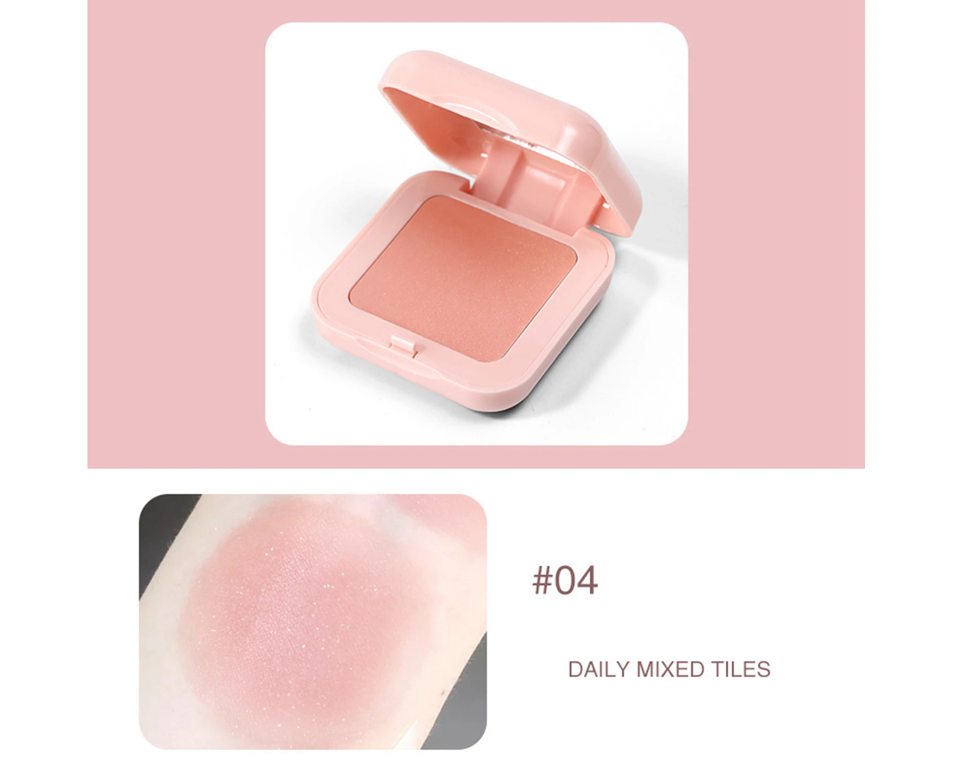 Face Blusher Natural Fine Powder Long Lasting Pink Case Cute Face Blush Powder With Brush For Women 04 Pearlescent Pink