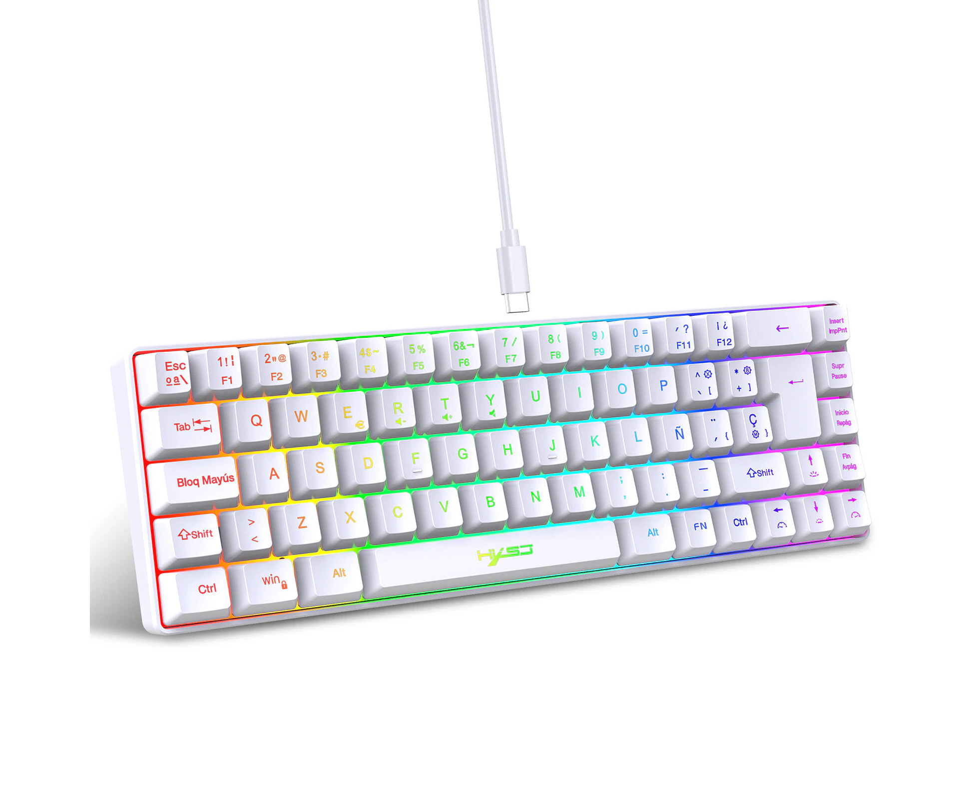 HXSJ V200 Wired K68 RGB Streamer Mini Gaming Keyboard 19-Key Conflict-Free Membrane Keyboard but Mechanical Feel for Game/Office Spanish Version