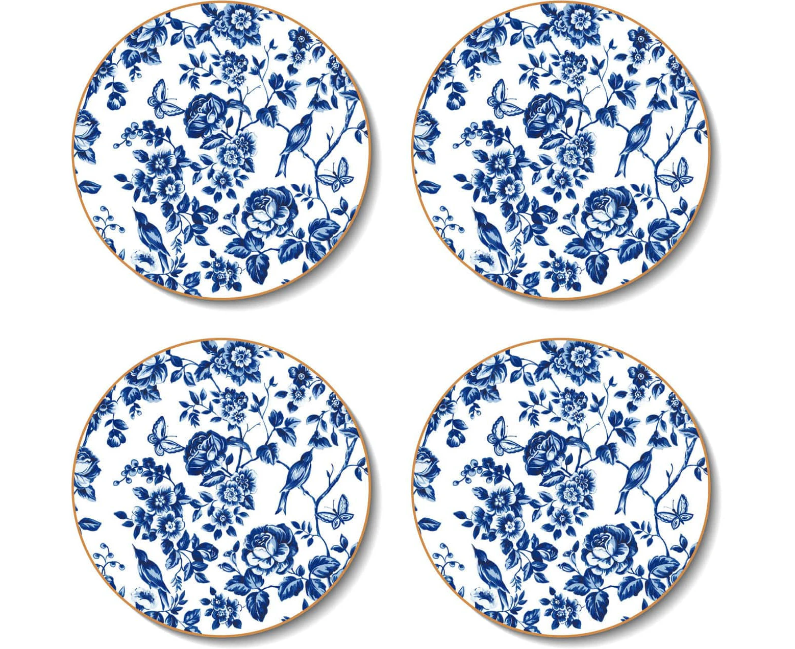 Cinnamon | Round French Rose Toile Coasters S/4