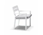 Houston Outdoor 1.5m Round Aluminium Dining Setting with 6 Santorini Chairs - Outdoor Aluminium Dining Settings - Charcoal