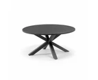 Houston Outdoor 1.5m Round Aluminium Dining Setting with 6 Santorini Chairs - Outdoor Aluminium Dining Settings - Charcoal