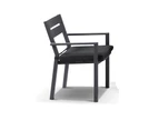 Houston Outdoor 1.5m Round Aluminium Dining Setting with 6 Santorini Chairs - Outdoor Aluminium Dining Settings - Charcoal