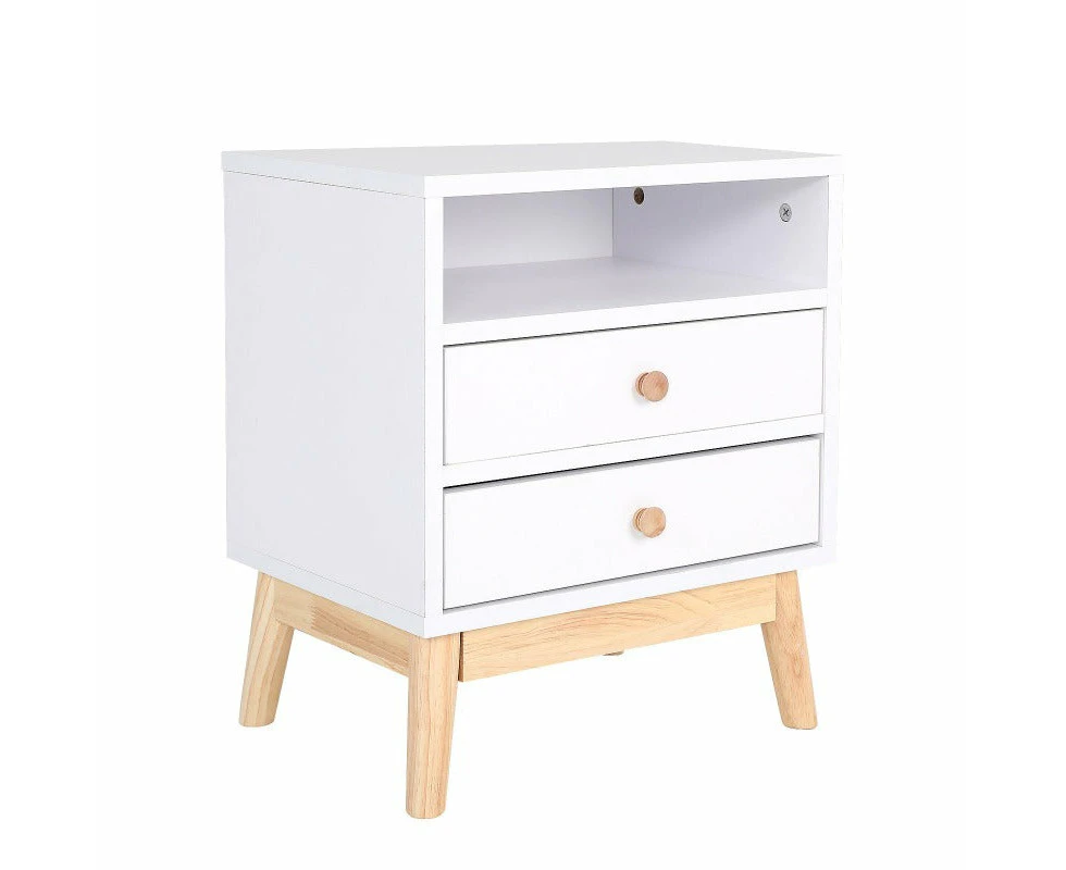 La Bella Bedside Table Side Storage Cabinet Nightstand Bedroom 2 Drawer ANYA - White