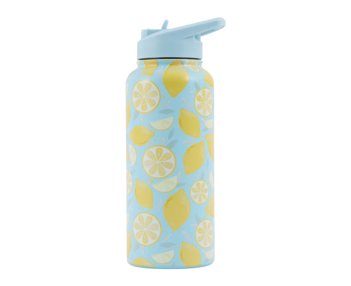 Splosh Sip By Splosh Lemon S/S Insulated Water Bottle w/ Flip Straw Lid 950ml