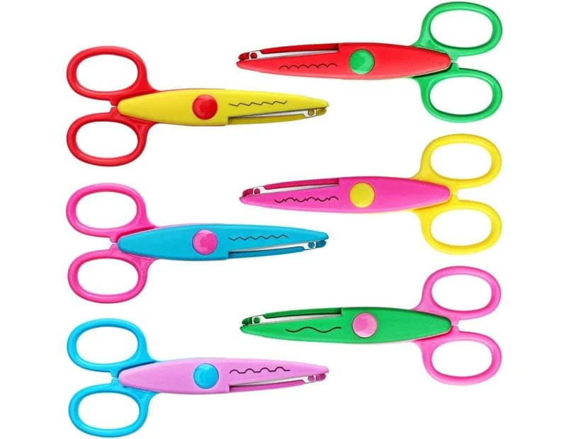 Craft Scissors Decorative Edge, ABS Resin Scrapbook Scissors with 6 Pattern, Safe for Kids, Smoothly Cutting, Set of 6, Funny&Colorful