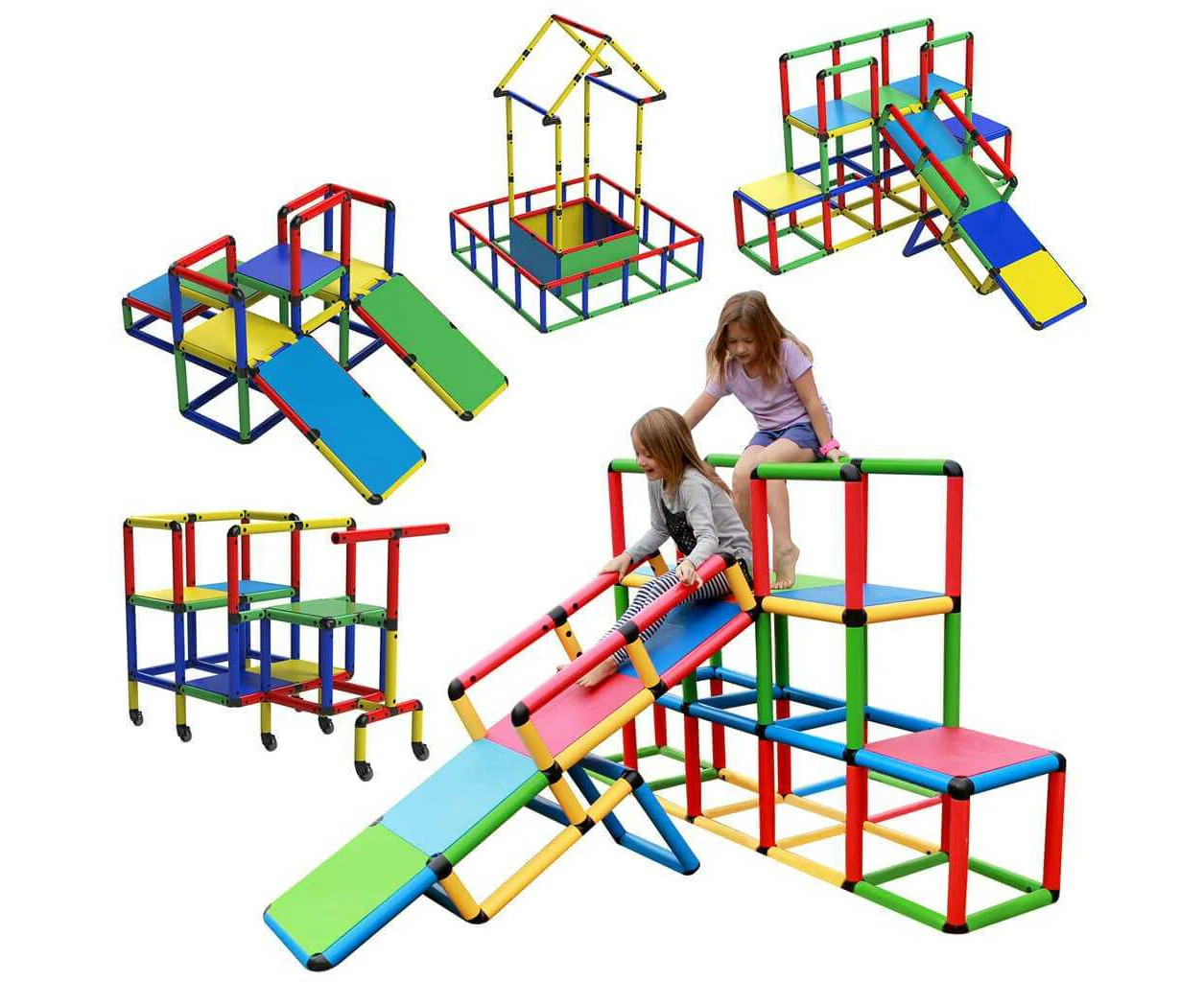 Funphix All-in-1 Construction Toy Set (515 pcs) - Create Play Equipment Structures for Indoors & Outdoors - Fun & Educational Learning Toys