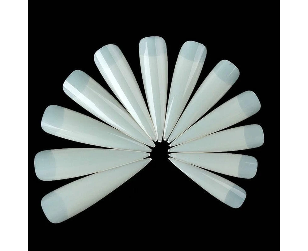 Long Plus Stiletto Nail Tips 12pcs Bag-Natural