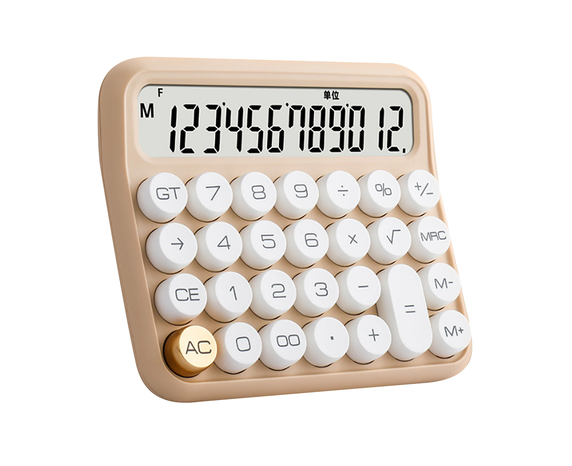 UFPFA 12 Digit Calculator Large LCD Display Big Button Standard Mechanical Switch Calculator for Office School Home Milk Tea Color