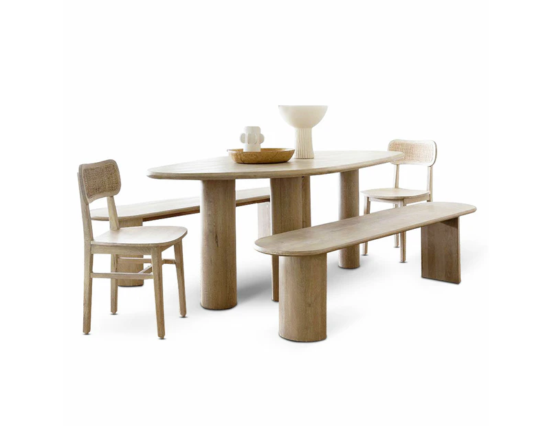 Nambucca Indoor 2m Table with Kirribilli benches and Ettalong Chairs - Dining Settings -