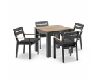 Balmoral 4 Seater Square Teak Top Aluminium Dining Table with Capri Chair - Outdoor Dining Settings - Charcoal