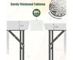 Costway Foldable Ice Table Chilling Table Portable Patio Ice Cooler Table w/Table Skirt & Drain Hose White