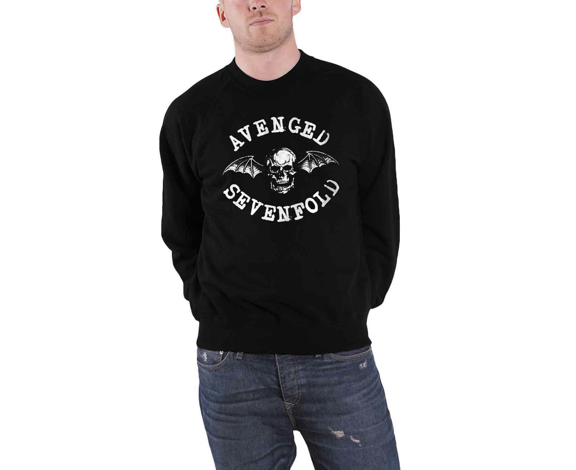 Avenged Sevenfold Sweatshirt Classic Death Bat Band Logo Official Mens - Black