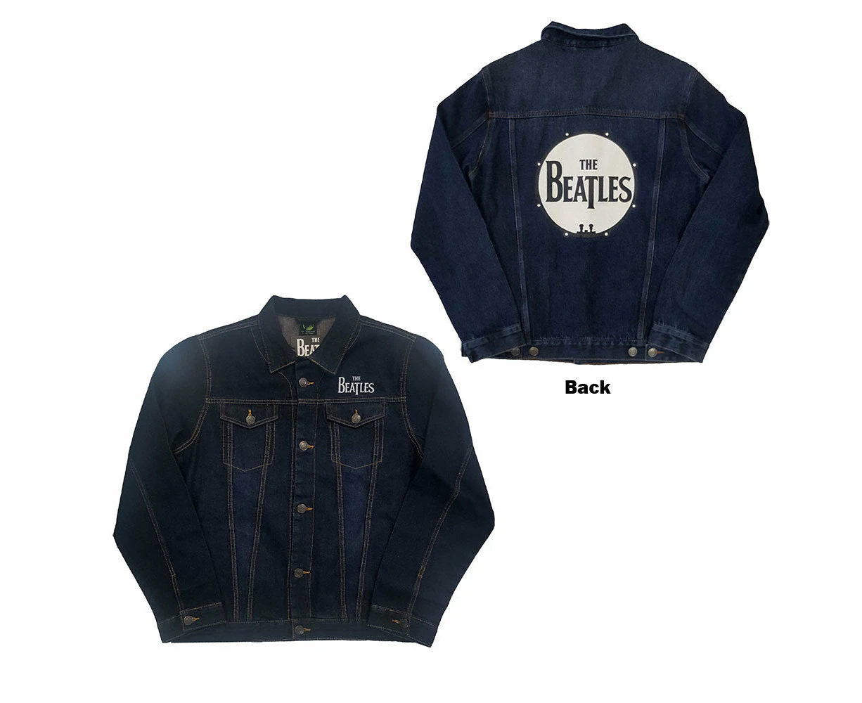 The Beatles Denim Jacket Drum Drop T Band Logo  Official Mens - Blue