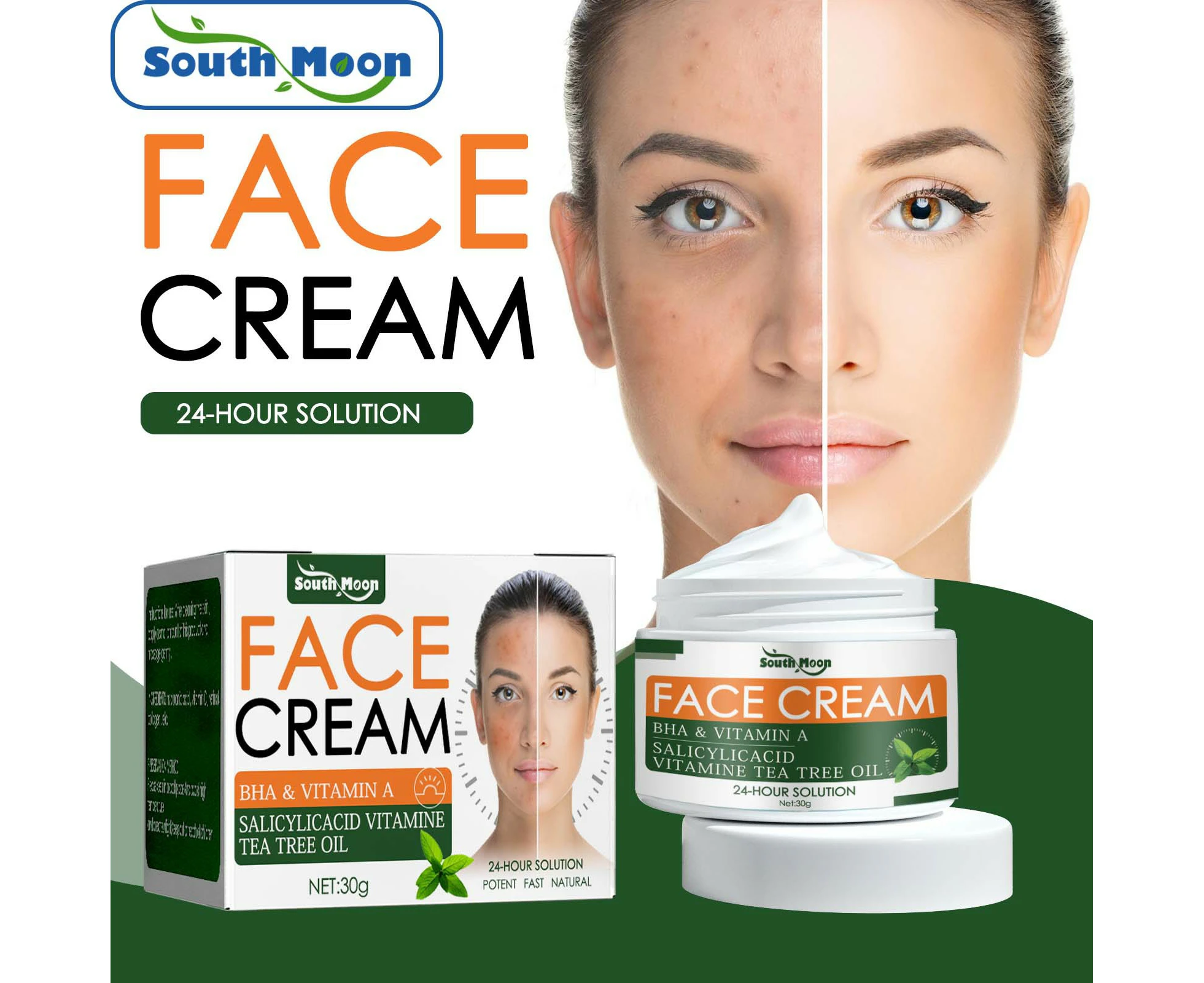 Anti-Acne Cream, Acne Removal, Acne Reduction, Acne Scar Reduction, Water-Oil Balance, Hydration, Moisturizing, Repairing Cream