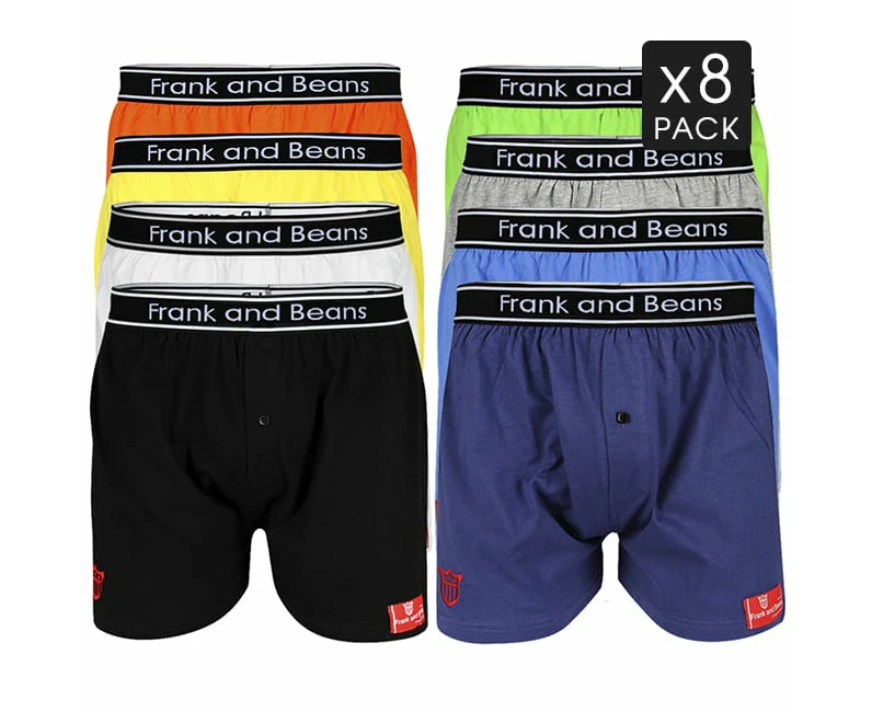 Mens Cotton Boxer Shorts 8 Mix Colour Pack - Frank and Beans Underwear