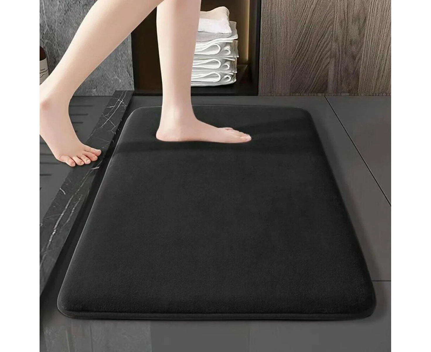 Bathroom Bath Mat Black Shower Mat Rug Anti Slip Loofah 40x60cm Carpet Rug