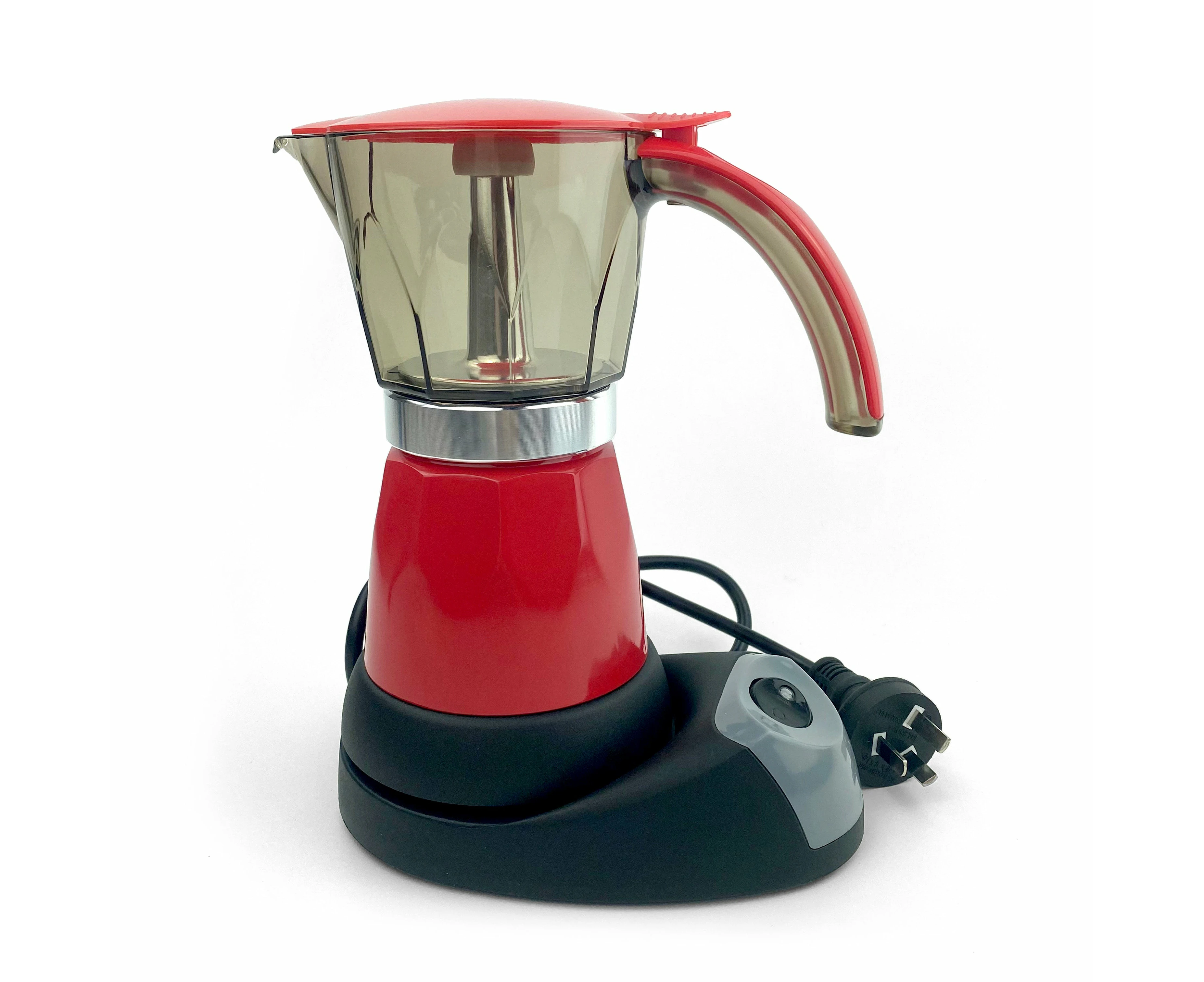 Electric Moka Coffee Maker Espresso Machine Italian Classic 6 Cups Auto Power - Red