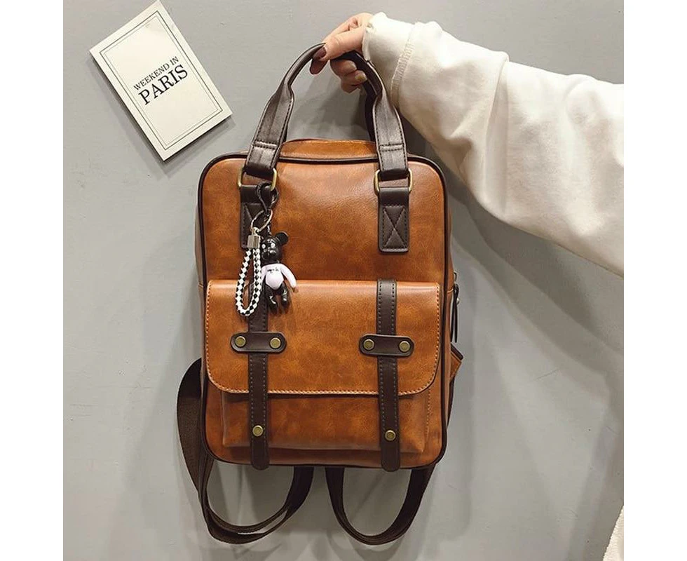 Women Anti Theft Backpacks Students Brown School Bags for Teenage Girls Waterproof Vintage Laptop Leather Big Travel Backpack