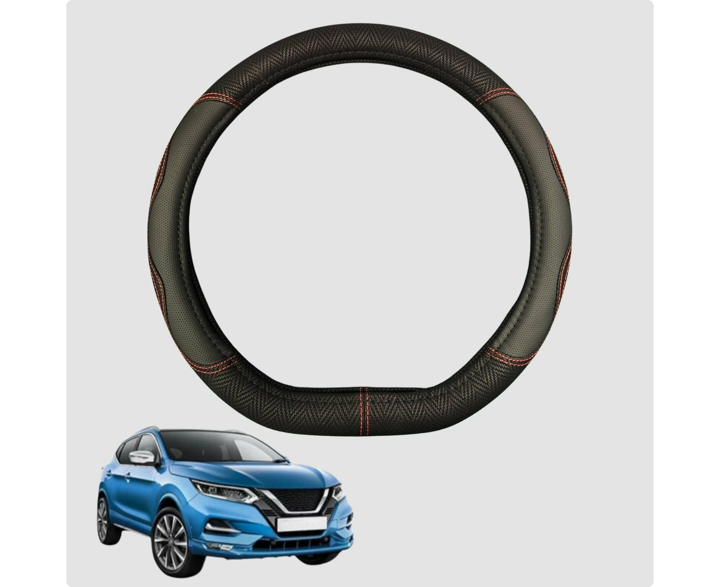 Steering Wheel Cover for Nissan QASHQAI 2014-2021 38CM Leather | D-Shape