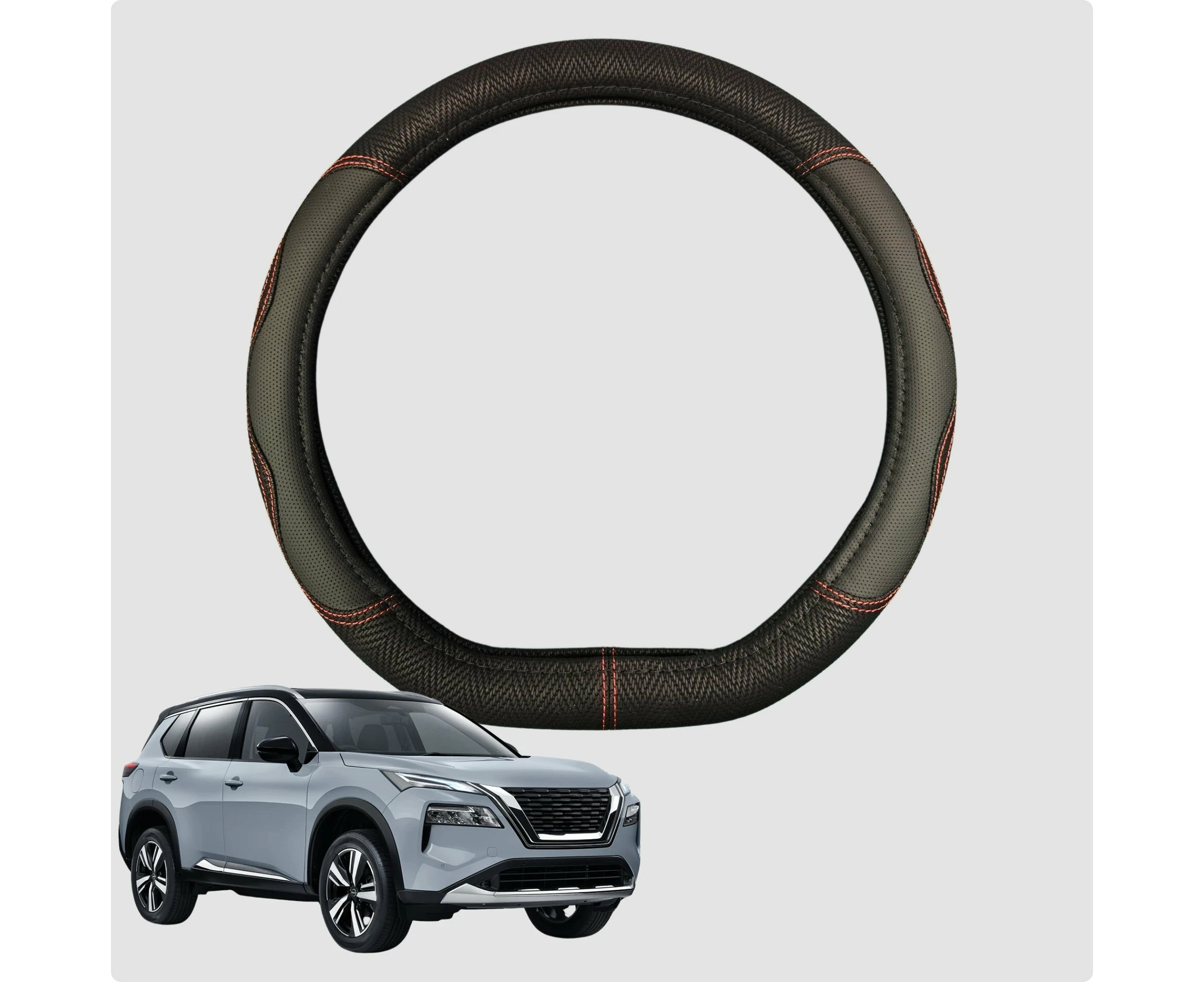 Steering Wheel Cover for Nissan X-TRAIL 2022-Current 38CM Leather | D-Shape