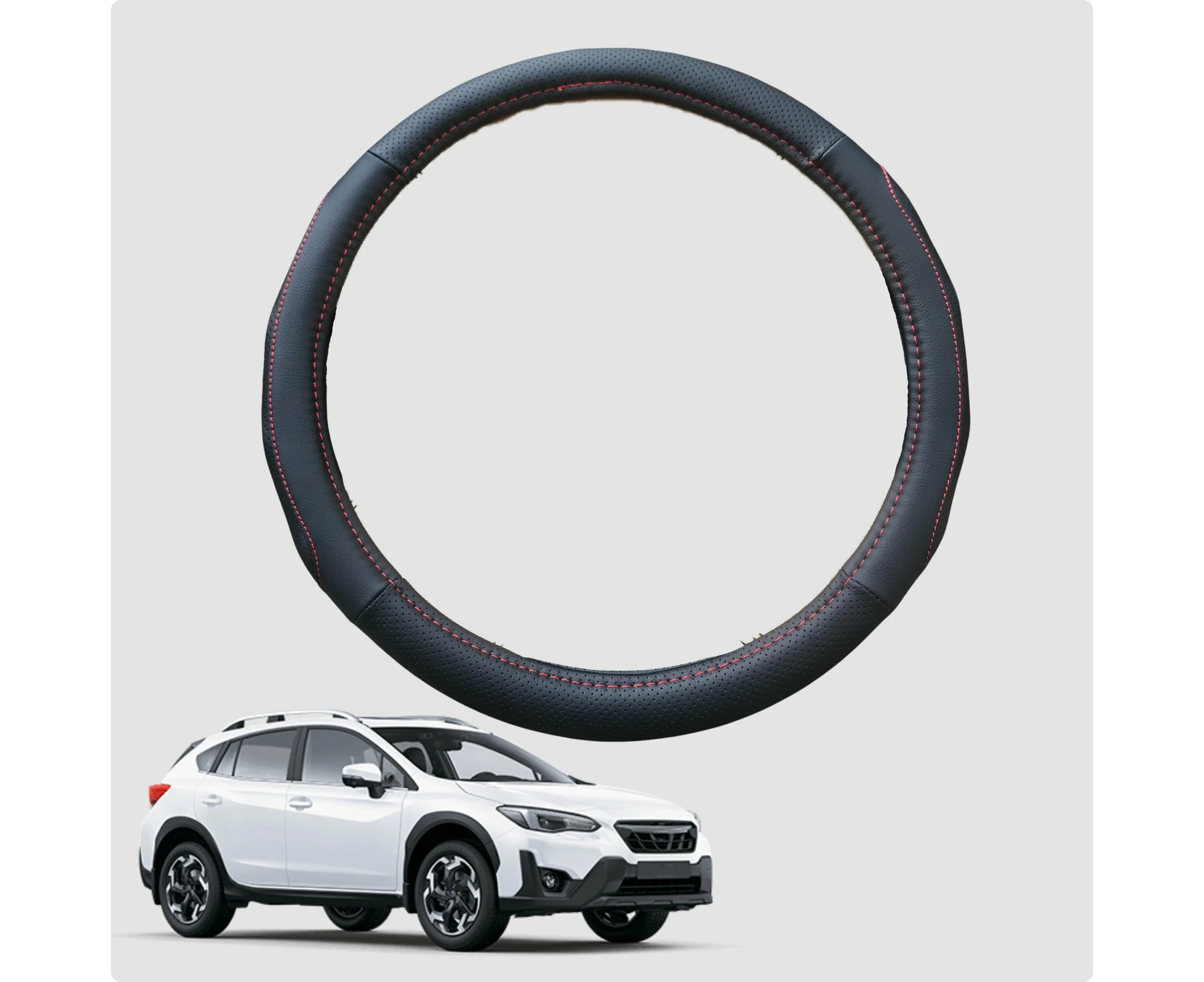 Steering Wheel Cover for Subaru XV 2012-2017 38CM Leather | Circle