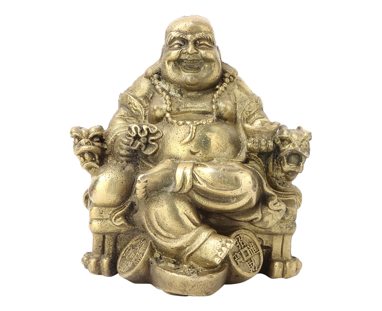 Pure Brass Smiling Maitreya Buddha Geomantic Collection Symbol of Wealth and Luck