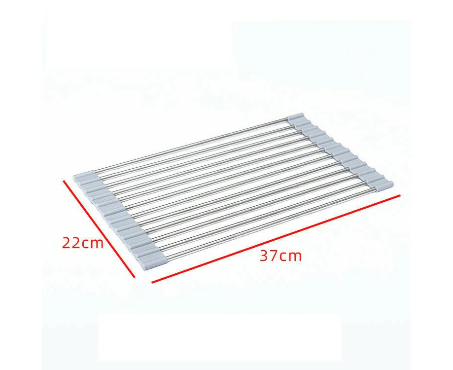 Roll The Sink Dish Drying Rack for Folding Sink Stainless Steel Drainer Rack-304 stainless steel (37 * 22cm)