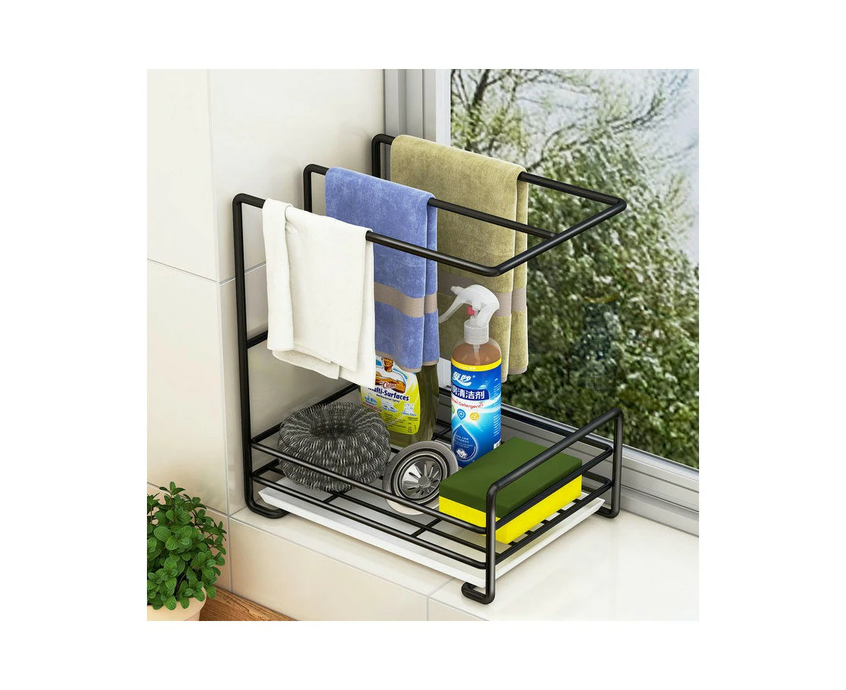 Dishcloth Holder Rag Drain Rack Kitchen Storage Free Punch Hanger Wall-Mounted Sink Washcloth-Set A