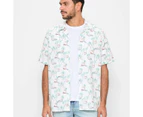 Target Linen Blend Vacation Print Revere Shirt