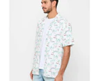 Target Linen Blend Vacation Print Revere Shirt