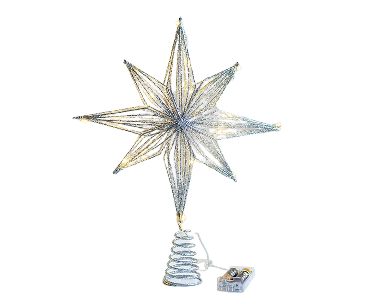 Christmas iron tree star-silver octagonal star-20CM