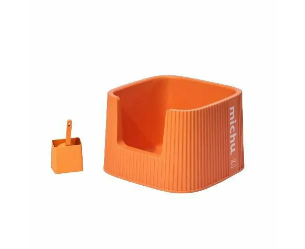 Michu XXL Container Cat Litter Box with Scoop - Coral