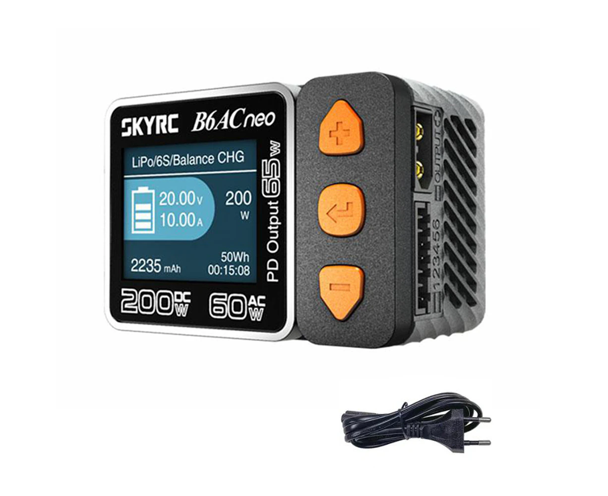 SkyRC B6ACneo Intelligent Charger DC 200W AC 60W Battery Balance Charger B6ACneo SK-100200 Upgraded for B6AC V2, EU Plug