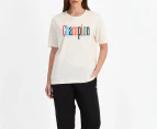 Champion Women's Graphic Oversized Tee / T-Shirt / Tshirt - Print/Cream