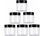 Clear 250g PET Plastic Refillable Jars Empty Cosmetic Containers Cases with Black Lid Cream Lotion Box (6 Pack)