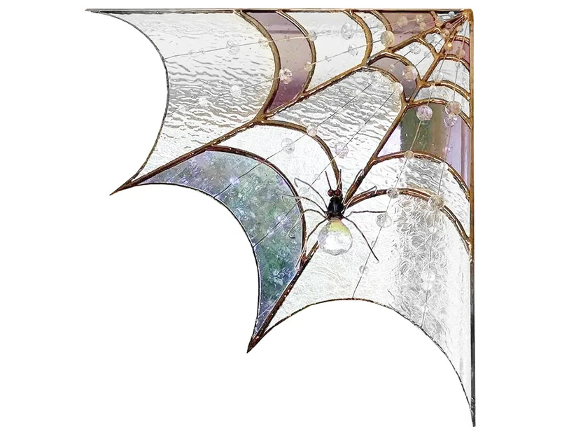 Spiderweb Door Topper Door Frame Ornament Spider Web Stained Faux Glass Window Wall Hanging