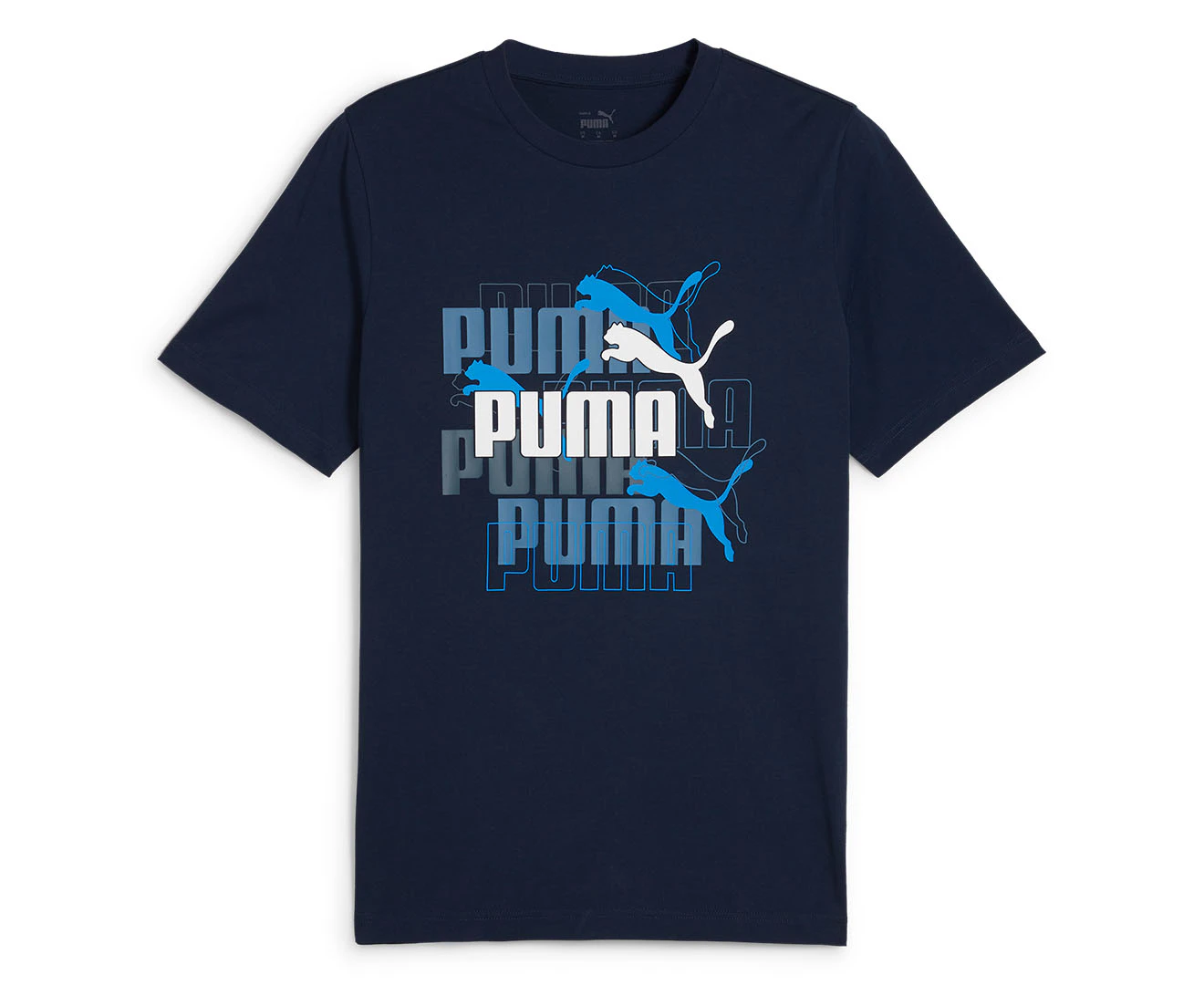 Puma Men's Graphics Multiple Logo Tee / T-Shirt / Tshirt - Club Navy