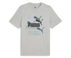 Puma Men's Graphics Multiple Logo Tee / T-Shirt / Tshirt - Light Grey Heather