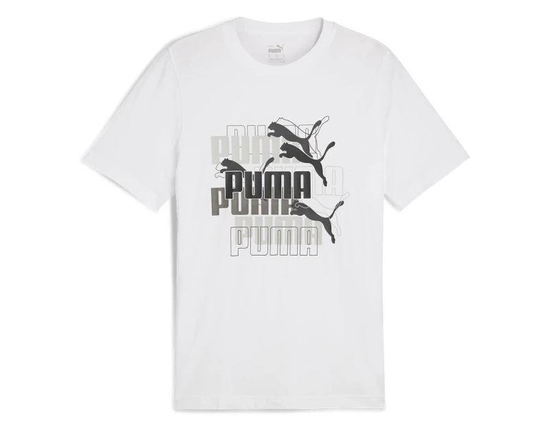 Puma Men's Graphics Multiple Logo Tee / T-Shirt / Tshirt - White