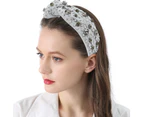 Knotted Women Headband Embellished Top Hairband Fashion Elegant Ladies Hair Band,Grey