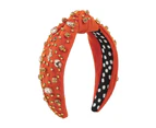 Knotted Women Headband Embellished Top Hairband Fashion Elegant Ladies Hair Band,Orange