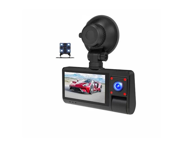 G50 Car Recorder 3 inch screen touch mobile phone APP playback HD infrared night vision reversing parking monitoring front + interior + rear 3 camera