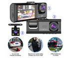 Dash Cam Front and Rear Inside 3 Cameras 1080P+720P+480p Car Rearview Mirror Car Video Recording Camcorder Night Vision Car Camera Recorder Auto Safet