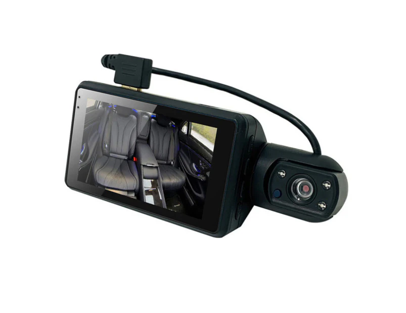 1296P DVR Dash Camera Front & Inside Dual Camera Car Dashcam 3 Inch IPS Screen Driving Recorder with Night Vision 170° Wide Angle G-Sensor Parking Mon