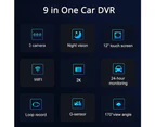 3 Cameras Dash Cam Clear Car Rearview Mirror Car Video Recording Camcorder Wide Angle Car Camera Auto Driving Recorder WIFI Interconnection Auto Safet